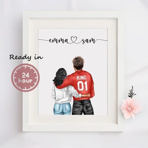 Impresión personalizada de pareja, regalo para ella, regalo para parejas, impresión para novio o novia, regalo de San Valentín, regalo de aniversario, regalo de Navidad.