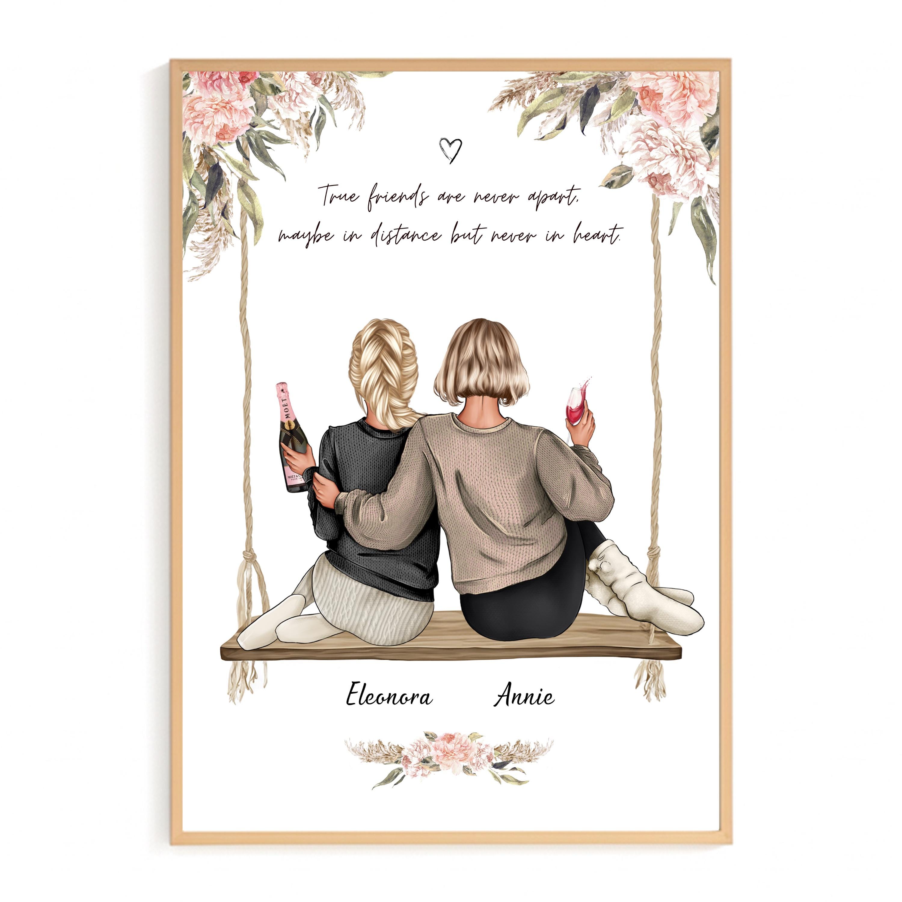 Personalised Best Friends Portrait, Custom Friends Print, Best Friend ...