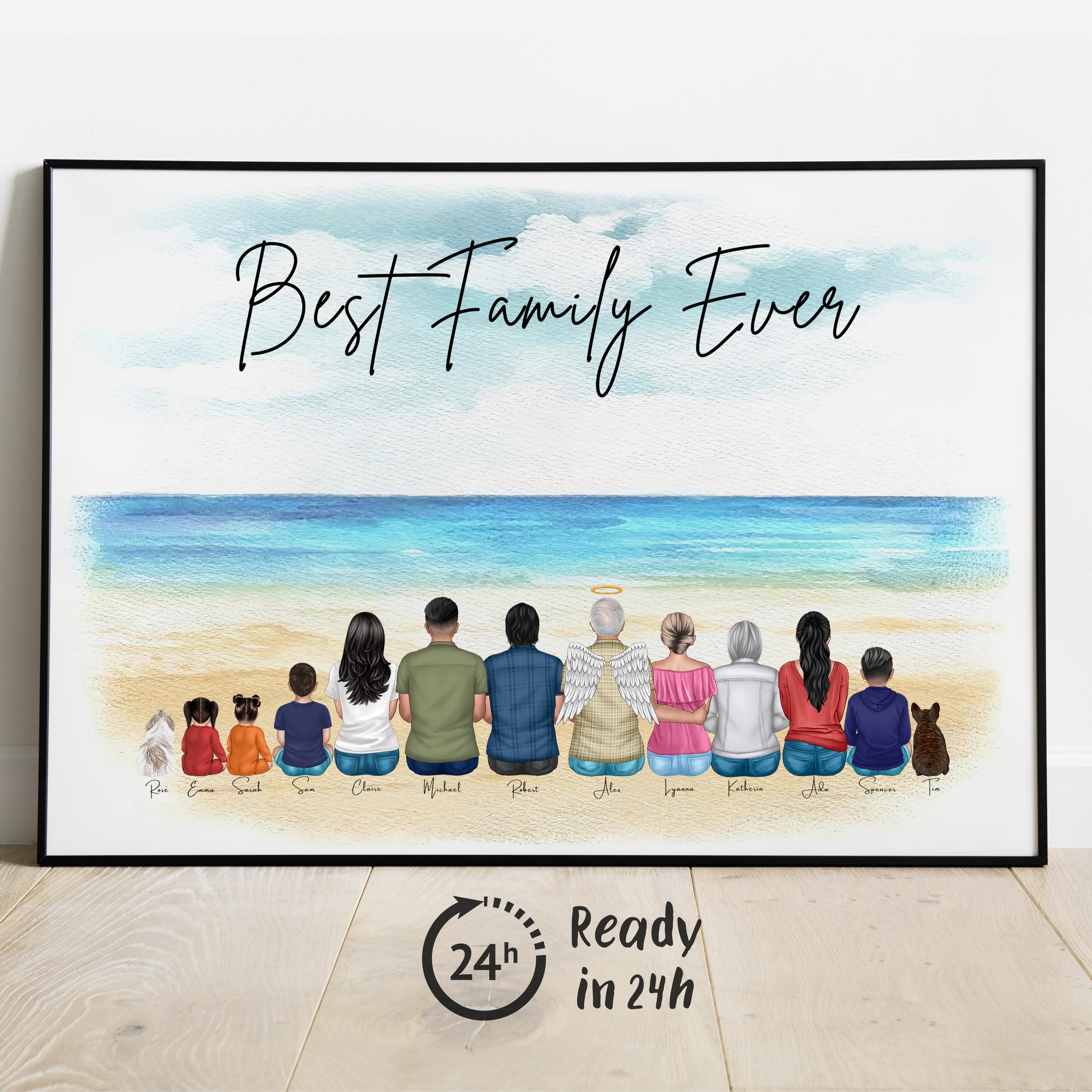 Custom Portrait Family Print, Personalized Gift for Family, Our Family ...