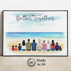 Custom Portrait Family Print, Personalized Gift for Family, Our Family Print, Gift for Mom Dad, Housewarming Gift, Father's Day Gift