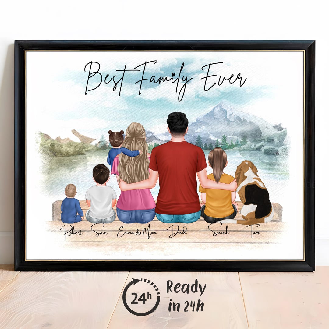 Personalised Family Print, Custom Family Gift, Family Dog Print ...