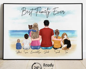Custom Portrait Family Print, Personalized Gift for Family, Our Family Print, Gift for Mom Dad, Housewarming Gift, Father's Day Gift