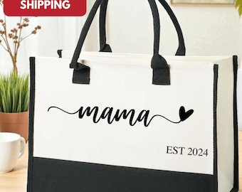 Sac fourre-tout en toile pour maman, coton laminé, sac à provisions réutilisable