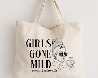 Girls Gone Mild Bachelorette Party Favor Tote Bag, Spa Bachelorette Tote, Personalized Spa Weekend Tote, Bridesmaids Gifts for Bachelorette