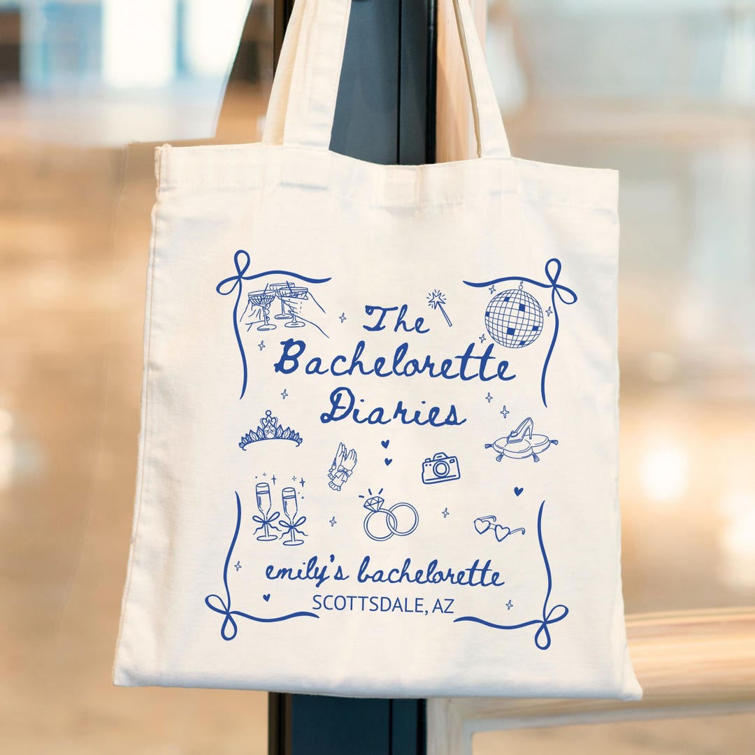 Princess Bachelorette Diaries Tote Bag, Bachelorette Party Favor Tote ...