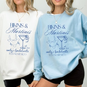 Bikinis & Martinis Bachelorette Sweatshirt, Custom Bride Sweatshirt, Beach Bachelorette Party Outfit, Bride Squad Matching Shirt, Girls Trip