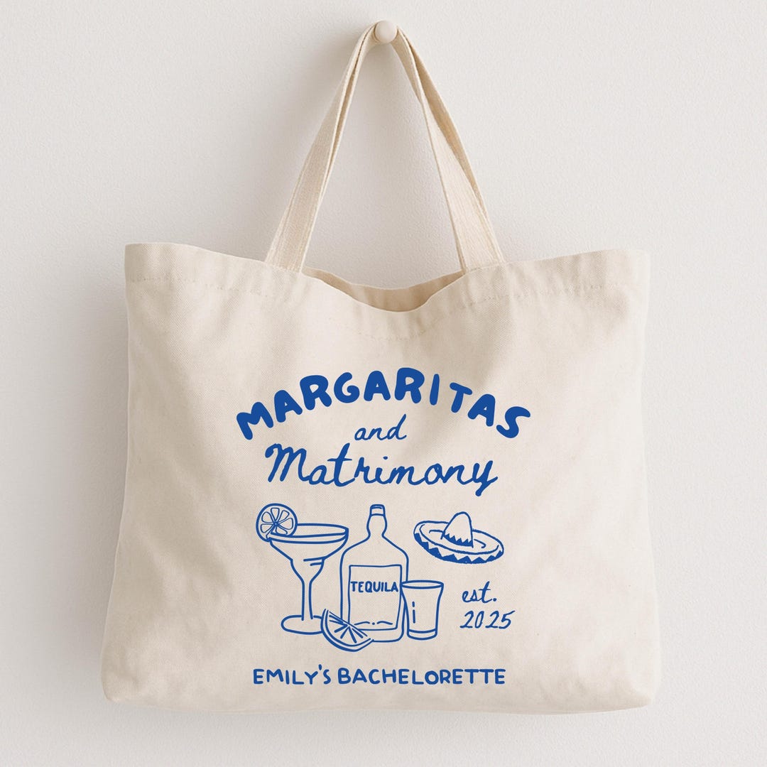 Custom Bachelorette Party Tote Bag: Margaritas and Matrimony Fiesta ...