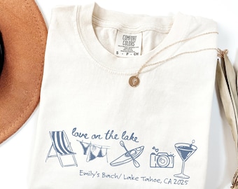Love on the Lake Bachelorette Party Comfort Colors Shirt: Custom Lake Trip Tees