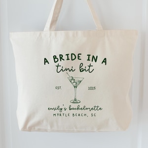 Personalized Bachelorette Party Tote Bag: Martini Design, Bride Squad Favor
