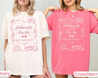 Personalized Lakeside Bride Bachelorette Shirt, Lake Bach Party Comfort Colors Tee