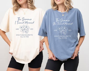 Camiseta personalizada Comfort Colors para despedida de solteira: Camiseta para o esquadrão da noiva no verão