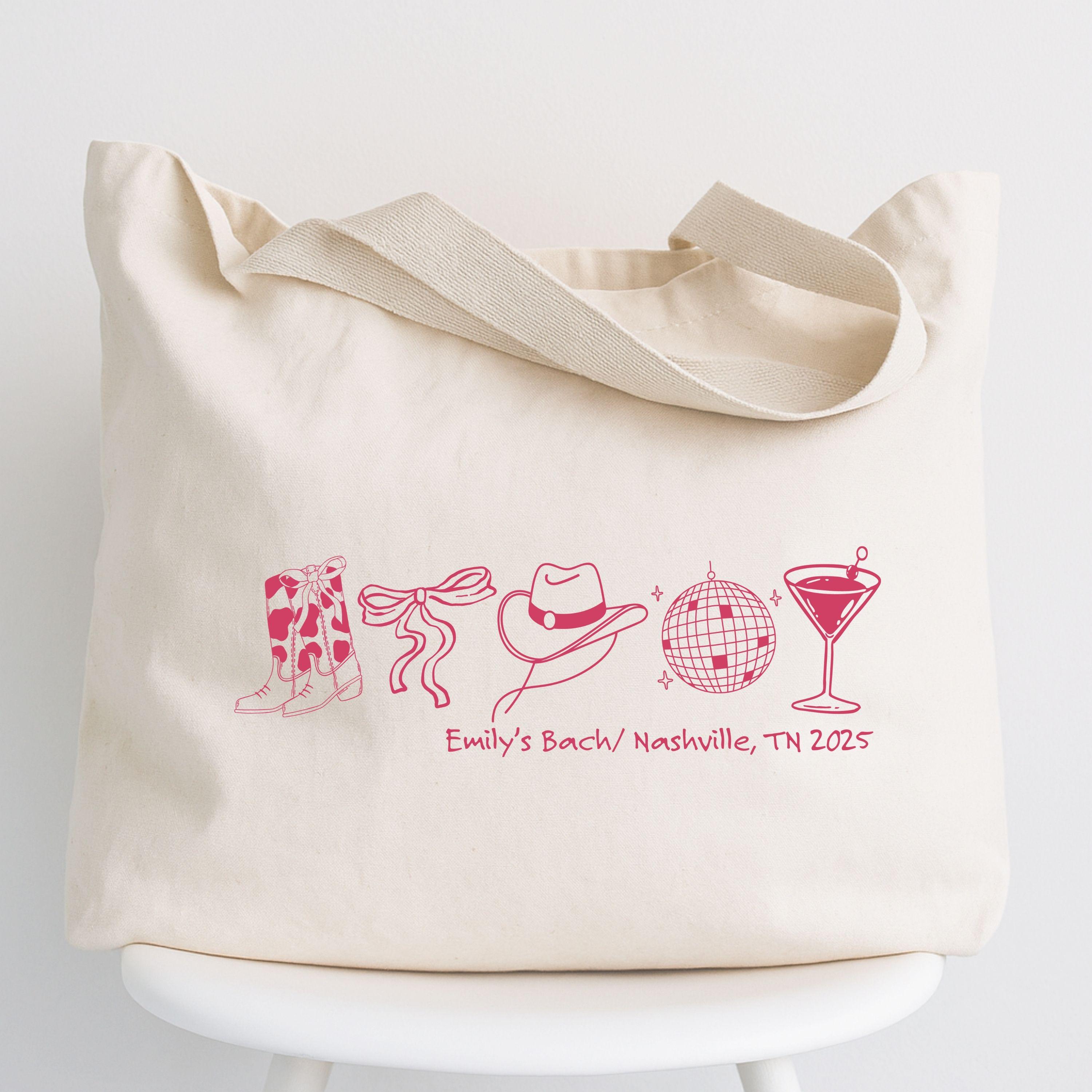 Custom Nashville Bachelorette Tote Bag - Cowgirl Boot Disco Ball ...