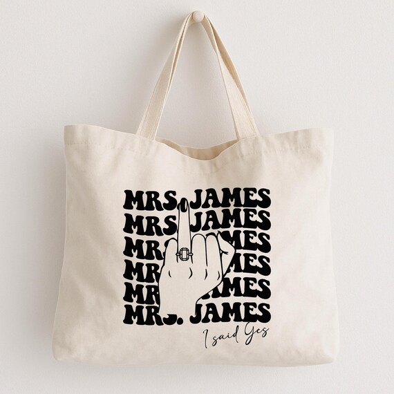 Custom Mrs. Last Name Tote Bag: Edgy Bride Gift