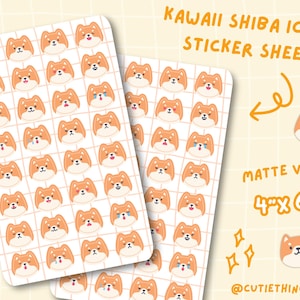 Kawaii Shiba Sticker Sheet | Cute Shiba Inu Stickers, Cute Dog Sticker for back to school, journals, planners, and more!