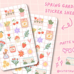 Spring Garden Sticker Sheet | Tulip Flower Stickers, Flower Sticker Sheet, Planner Stickers, Bullet Journal Stickers, Cute Flower Stickers