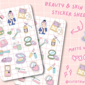Beauty & Skin Care Sticker Sheet | Skincare Routine Stickers, Beauty Stickers, Planner Stickers, Bullet Journal Stickers, Hobonichi Stickers