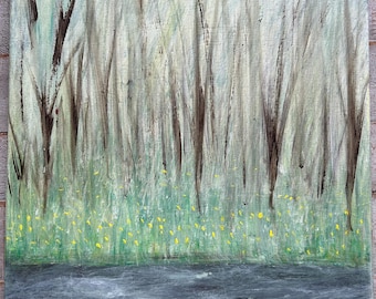 Acrylic painting on canvas day in the woods.
