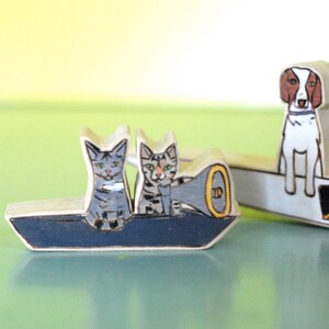 Custom Wedding Cake Topper Couple in Crew/Rowing boat with Separate Boat for Two Pets image 4