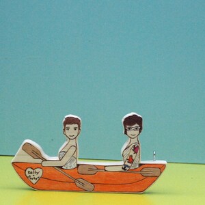 Custom Wedding Cake Topper Same Sex, Lesbian, Gay, Couple in Canoe or