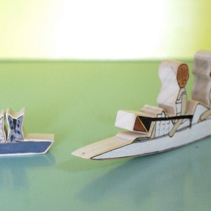Custom Wedding Cake Topper Couple in Crew/Rowing boat with Separate Boat for Two Pets image 2