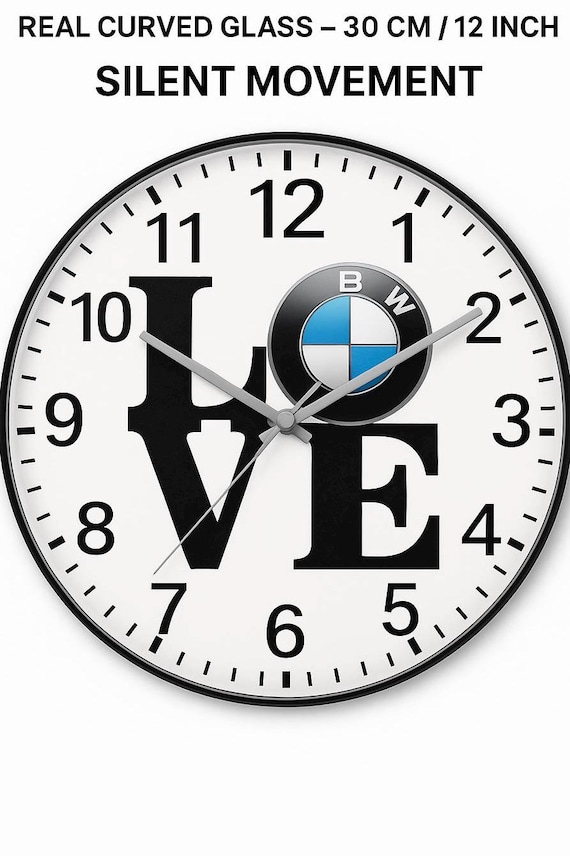 BMW Wall Clock – Silent Movement Curved Glass – BMW M Power Gift