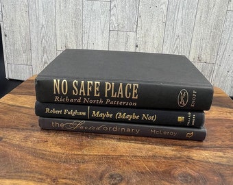 Decorative Black & Gold Book Trio: Vintage Bookcase Decor (8-10 Inches)