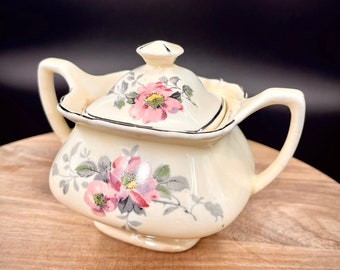 Lido W.S. Sucrier George - Chine florale rose - Fabriqué aux États-Unis dans les années 1950