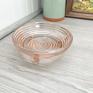 Vintage Pink Depression Glass bowl - Pink Ripple Bowl - Midcentury Pink Glass - Vintage MCM Pink Bowl