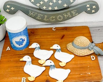 Choose One Vintage Geese Kitchen Decor - Vintage Goose Decor - 1990s Goose Welcome Decor