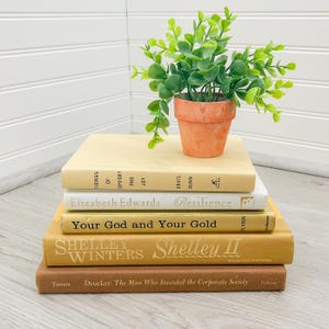 Vintage Neutral Stack of Books - Retro Books for Decorative Display - Pastel Stacking Book Decor