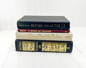 Black Decorative Book Set - Gold Text Vintage Display Books