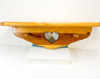 Mid-Century Modern Wooden Heart Curio Shelf - Vintage Farmhouse Decor