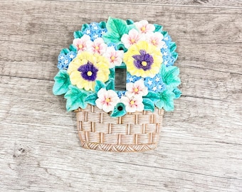 Vintage Ceramic Floral Basket Light Switch Cover