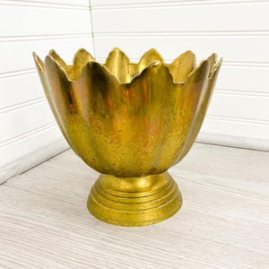Heavy Brass Pedestal Bowl - Vintage Brass Crown Bowl - Solid Brass Bowl with Pedestal Base made in India