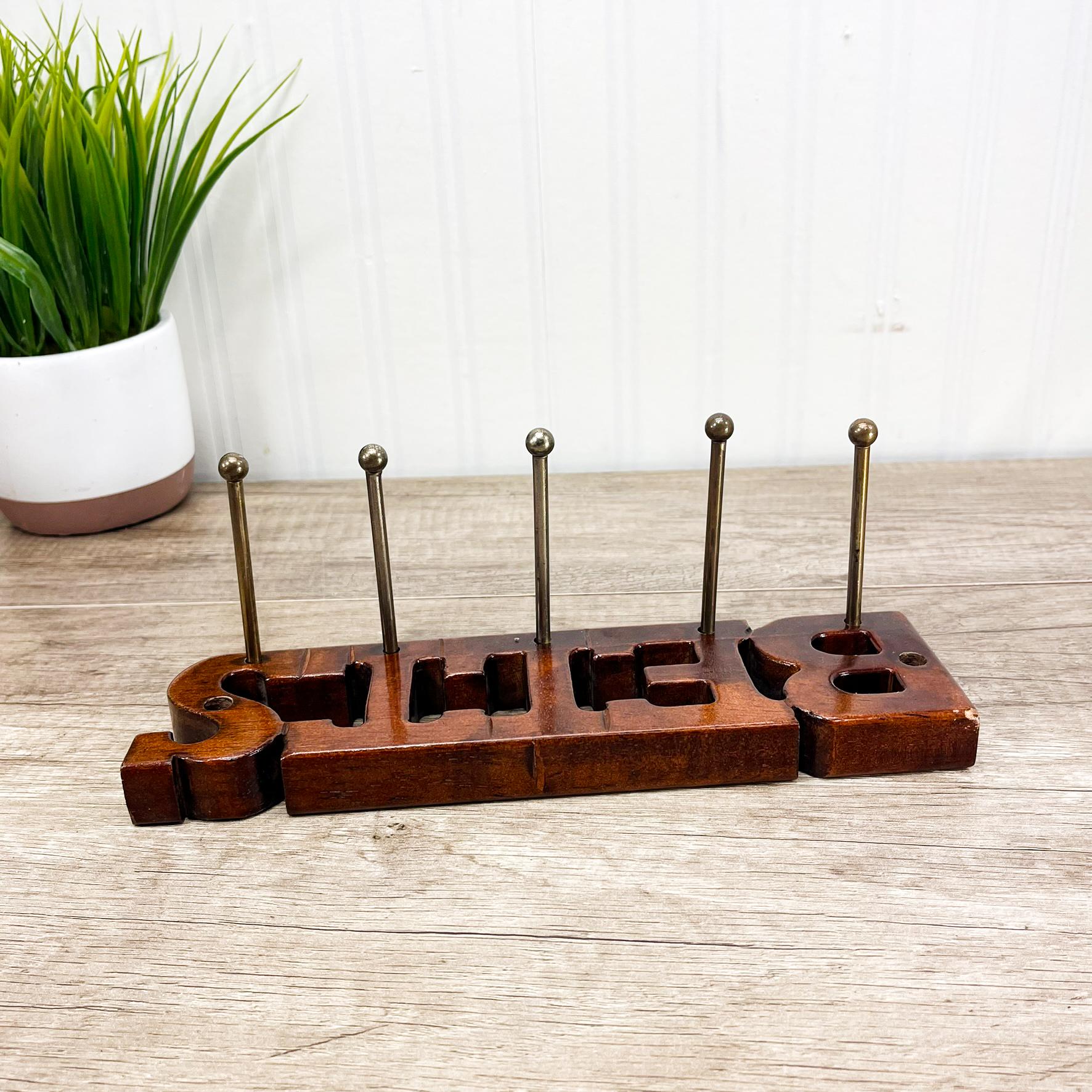 Vintage Wooden Belt Rack: 5 Brass Pegs - Etsy