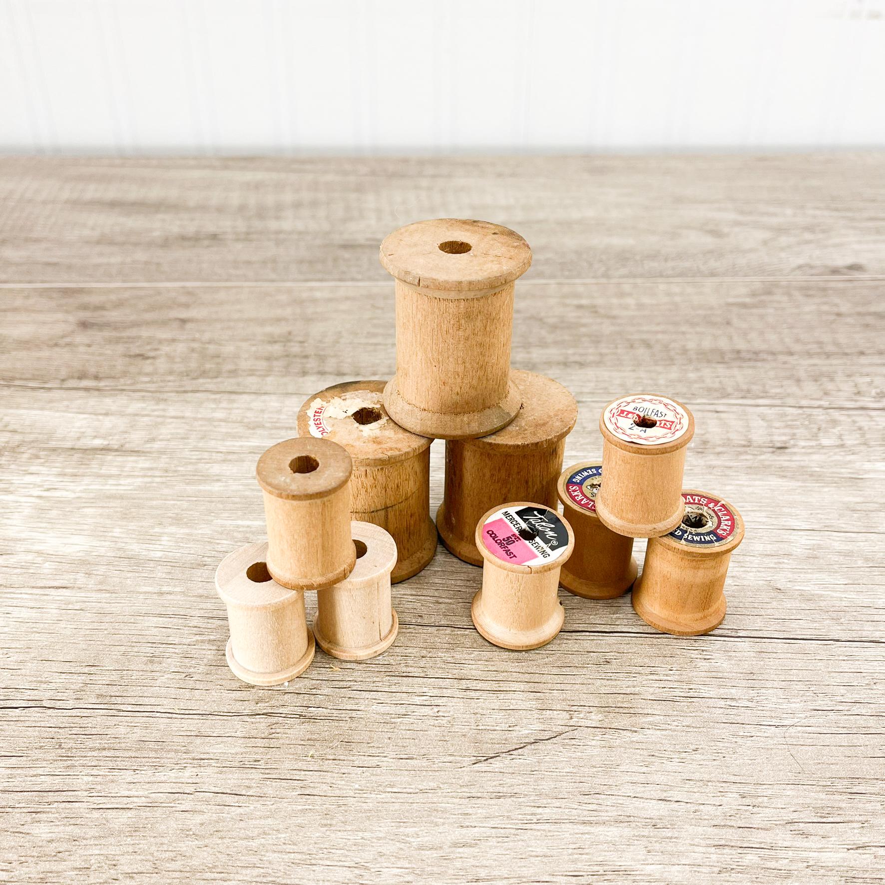 ヴィンテージ木製裁縫糸巻き - 1950年代のクラフト用品 10個セット