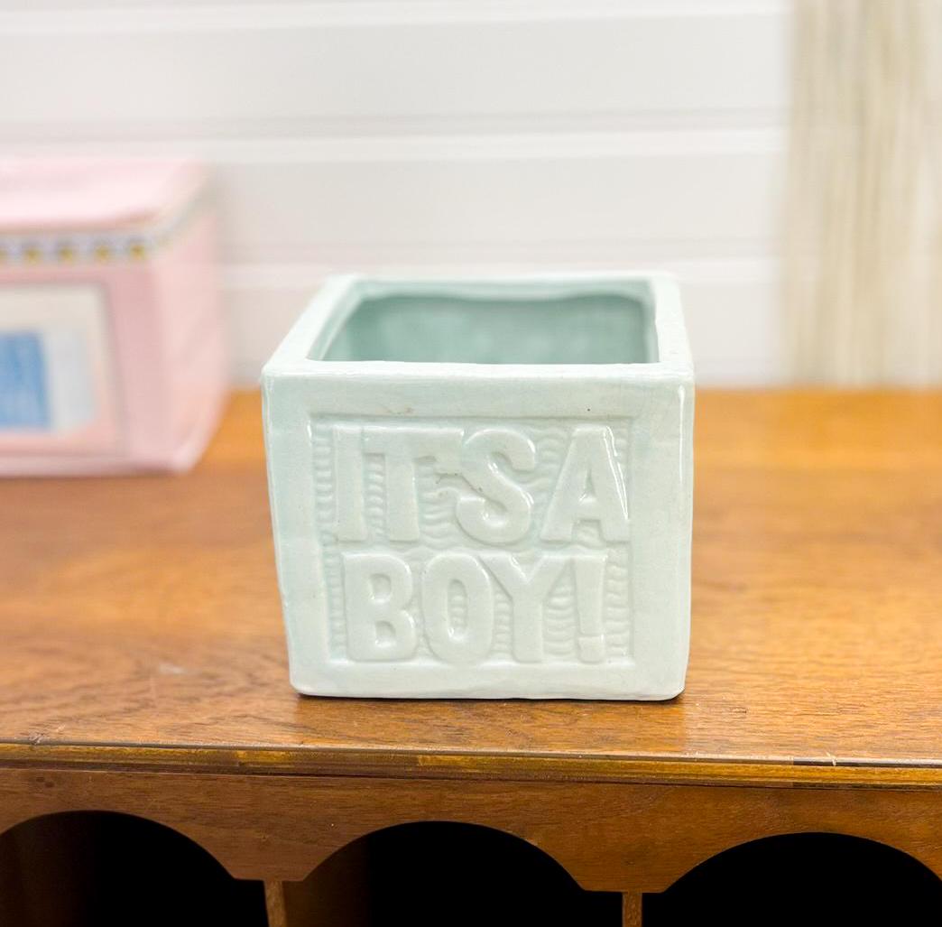 Vintage Keramik Baby Boy Planter - Es ist ein Boy Keramikbehälter - Kitschiges Dekor - Vintage Baby Shower Geschenk
