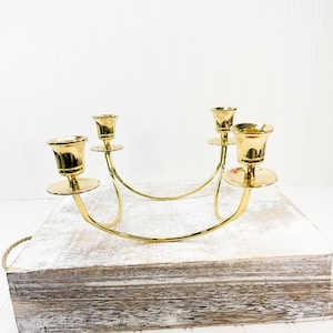 Vintage Brass 4-Arm Candle Holder - Wall Candelabra Home Decor