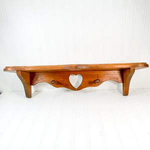 Mid-Century Modern Heart Cutout Shelf - Vintage Wooden Curio