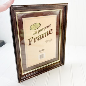 Vintage Wood Picture Frame with Brass Inlay - 8x10 Photo Display