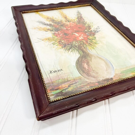 木製フレームのヴィンテージ花柄 - コーバー絵画 - Etsy 日本
