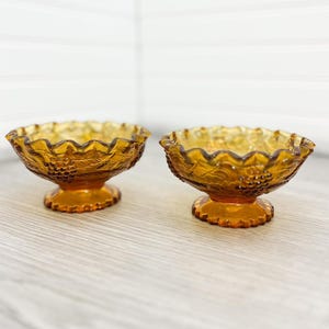 Vintage Amber Depression Glass Candlesticks Set of 2 - Amber Depression Glass