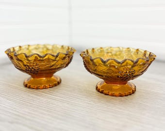 Vintage Amber Depression Glass Candlestick Set - Orange Glass