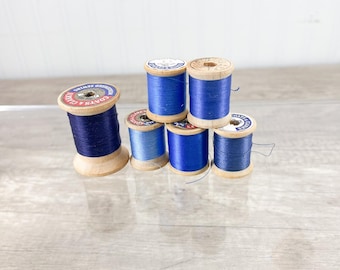 Vintage Wooden Sewing Spools - 1950s Craft Supply Lot of 6