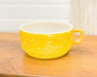 Vintage Anchor Hocking Yellow Soup Bowl: Splatter Dot Serving Dish