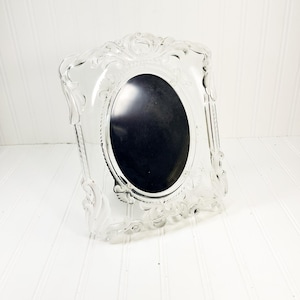 Vintage Frosted Glass Photo Frame: Crystal Flower Design, 5x7 Display