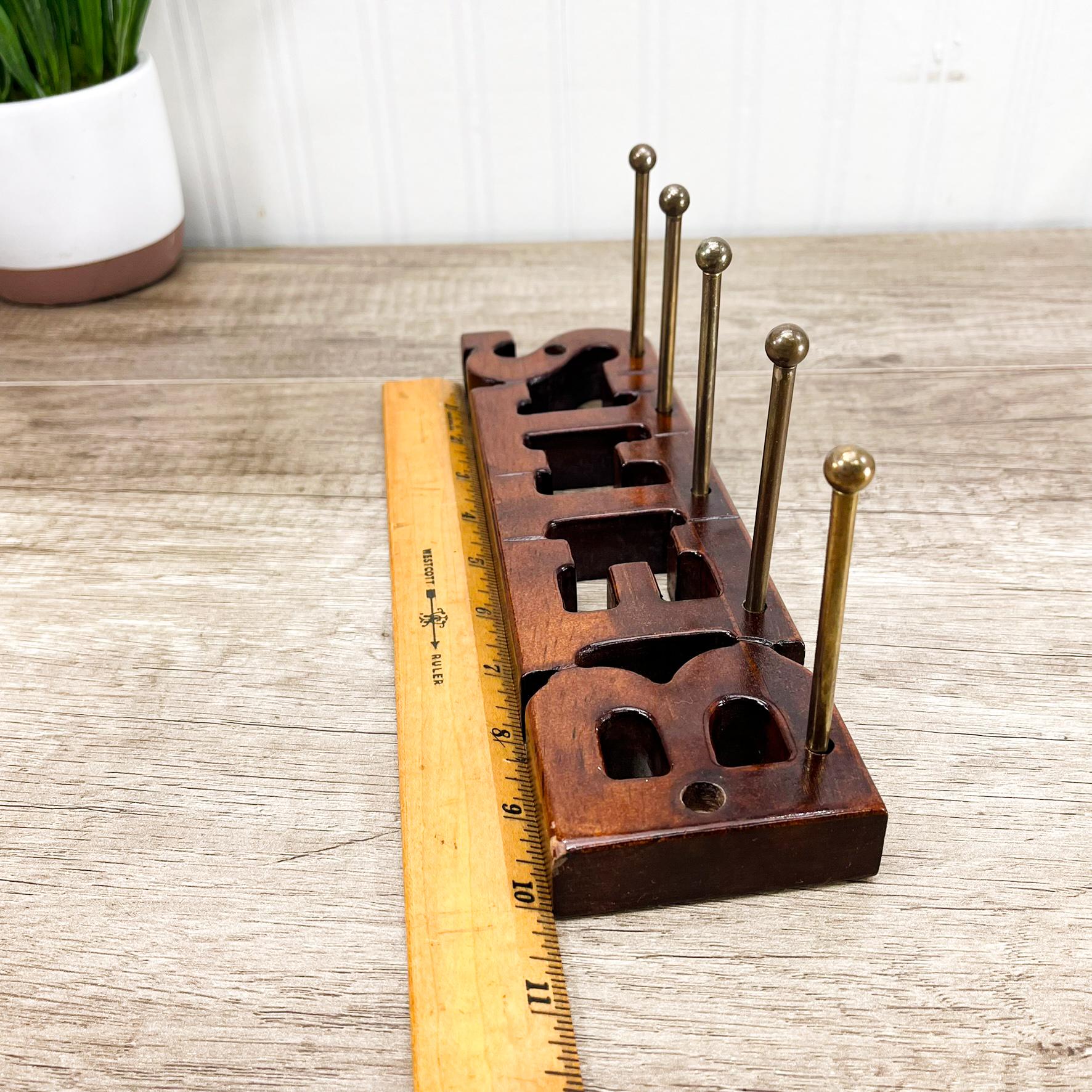 Vintage Wooden Belt Rack: 5 Brass Pegs - Etsy