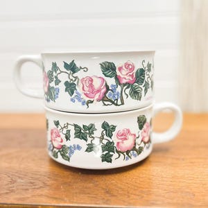 Vintage Potpourri Press Christina Soup Bowl Set of 2 - Floral Soup Bowl Set - Stackable Soup Bowls