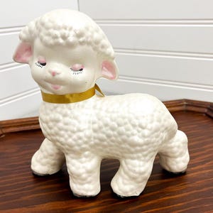 Kitschy Anthropomorphic Ceramic Lamb Figurine