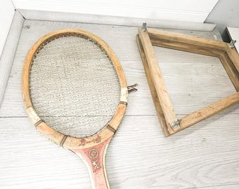 Vintage houten tennisracket - Bancroft-tennisracket - Zeldzaam tennisracket uit de jaren 40 met hoes